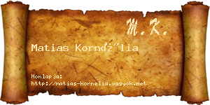 Matias Kornélia névjegykártya
